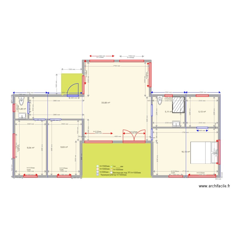 90 5. Plan de 9 pièces et 94 m2