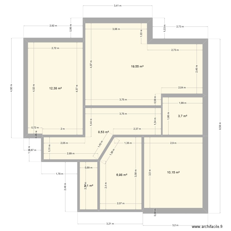 plan tours. Plan de 8 pièces et 67 m2