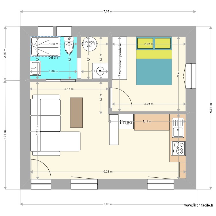 Maison Robion 2. Plan de 4 pièces et 34 m2