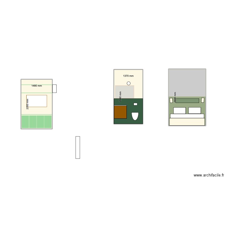 DECO. Plan de 3 pièces et 12 m2