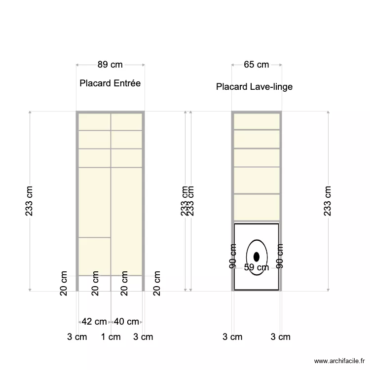 Placards Entrées. Plan de Placards Entrées. Plan de