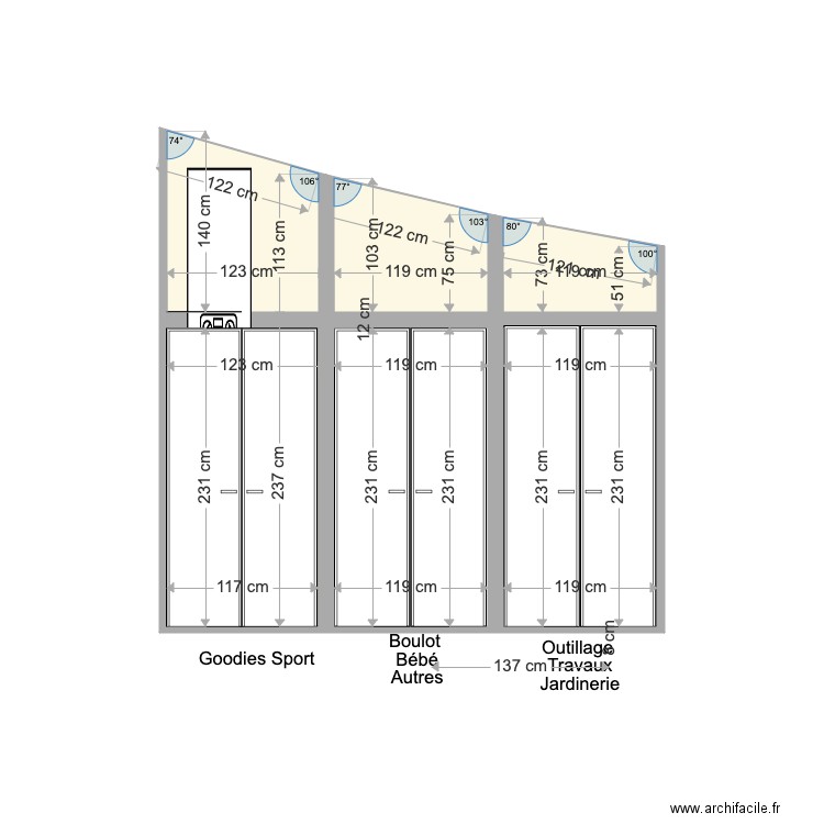 Placards. Plan de 0 pièce et 0 m2