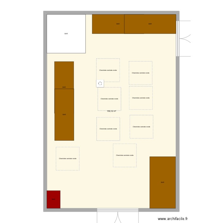 salle des fetes. Plan de 1 pièce et 150 m2