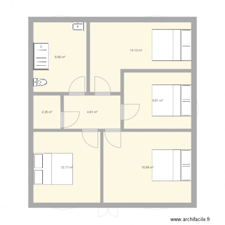 vraies dimensions SDB au fond final étage different. Plan de 0 pièce et 0 m2