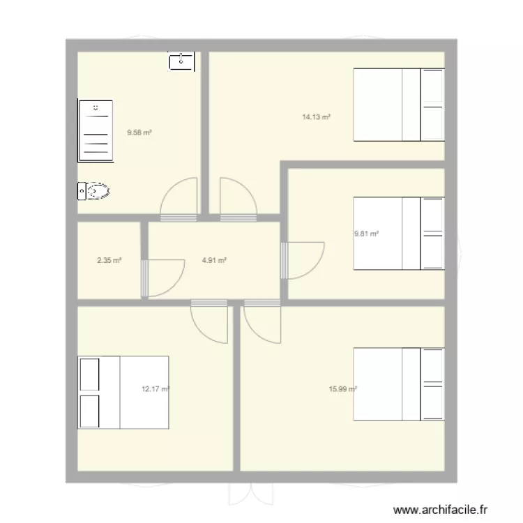 vraies dimensions SDB au fond final &eacute;tage different. Plan de 