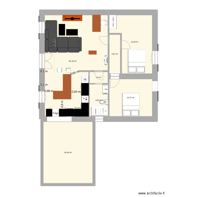 MAISON12. Plan de 7 pièces et 88 m2