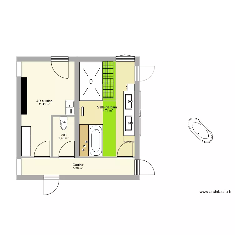 AR cuisine et SDB. Plan de AR cuisine et SDB. Plan de