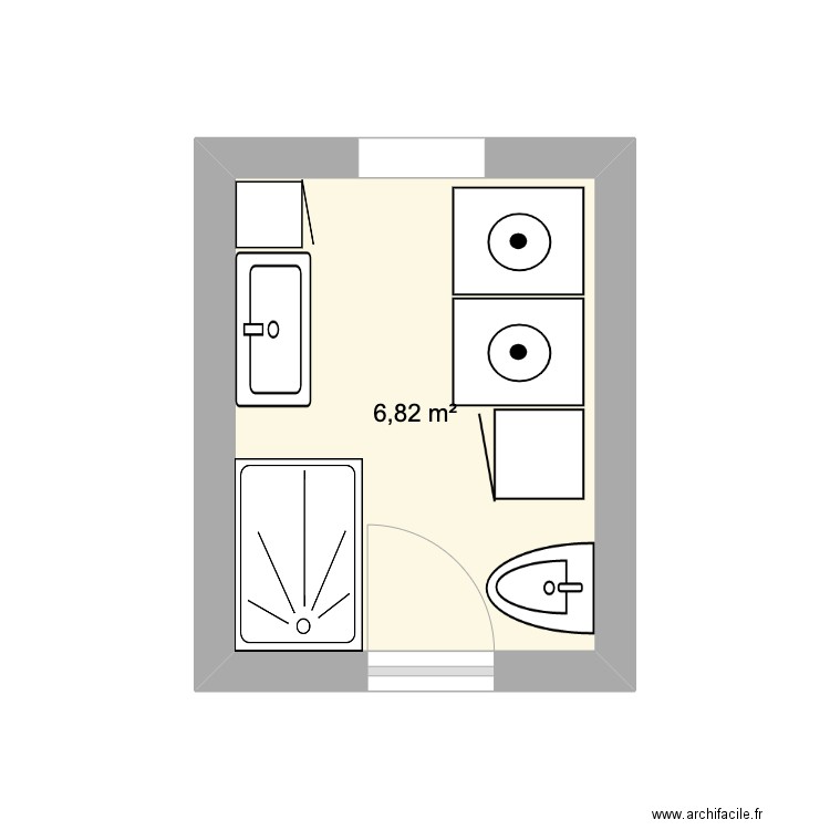 Salle de bain chalet option 1. Plan de 1 pièce et 7 m2