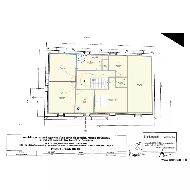 Fontaine &eacute;tage circuit lumi&egrave;re. Plan de 