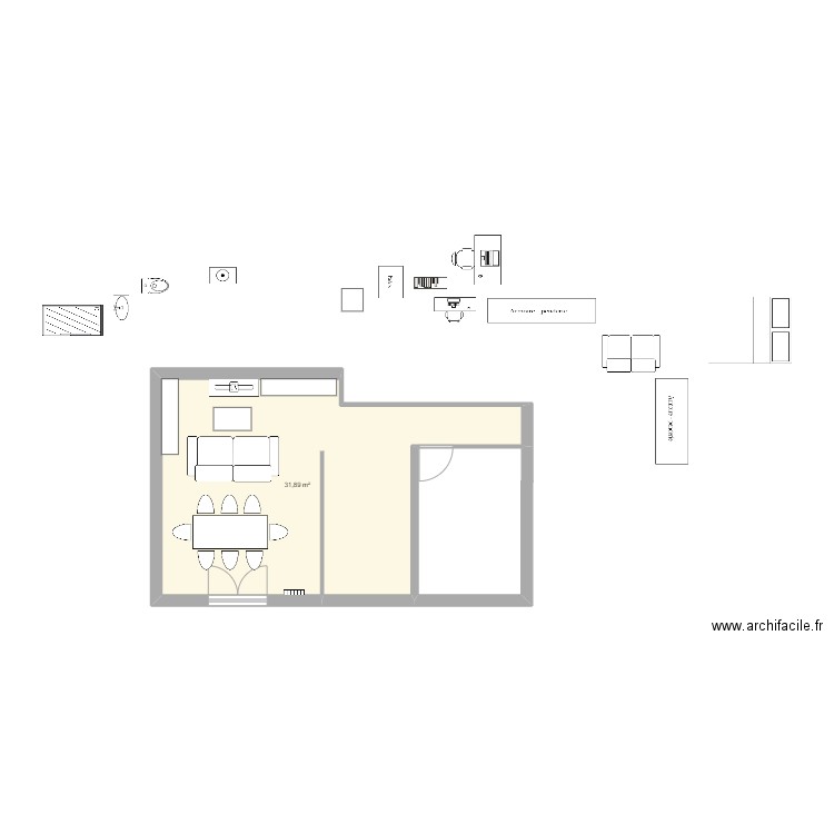 Appart_Lourmel_CPI2. Plan de 1 pièce et 32 m2