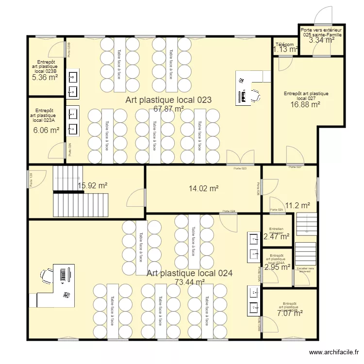 Ar&eacute;a art plastique. Plan de 