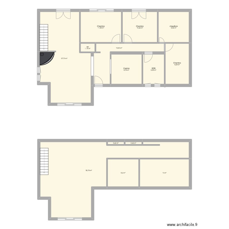 pellouailles. Plan de 14 pièces et 179 m2