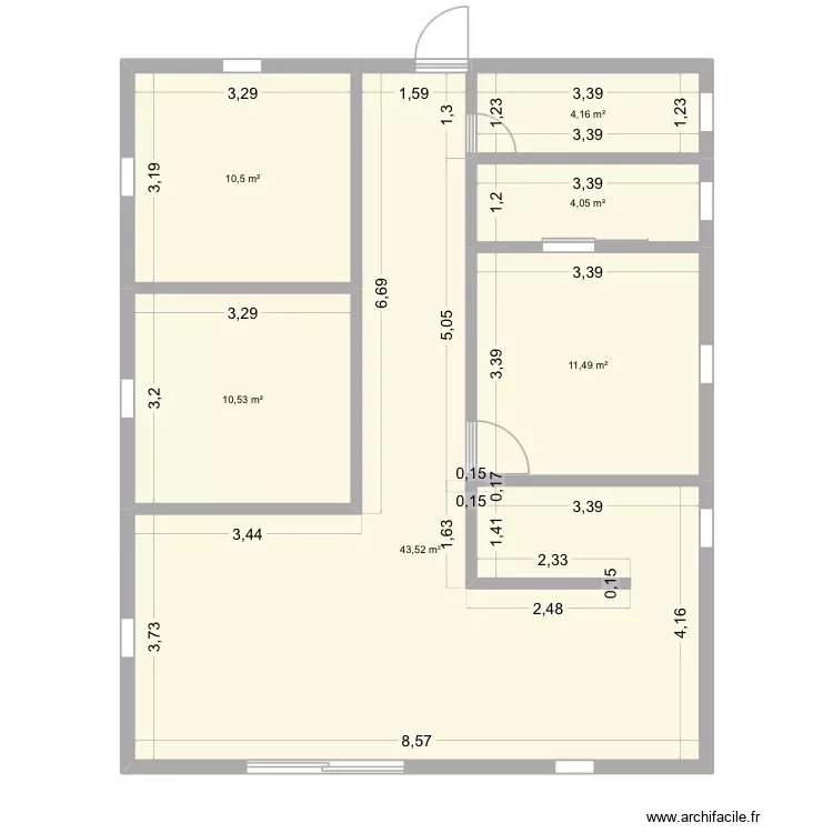 Studio Gwada. Plan de 6 Pièces et 84 m²