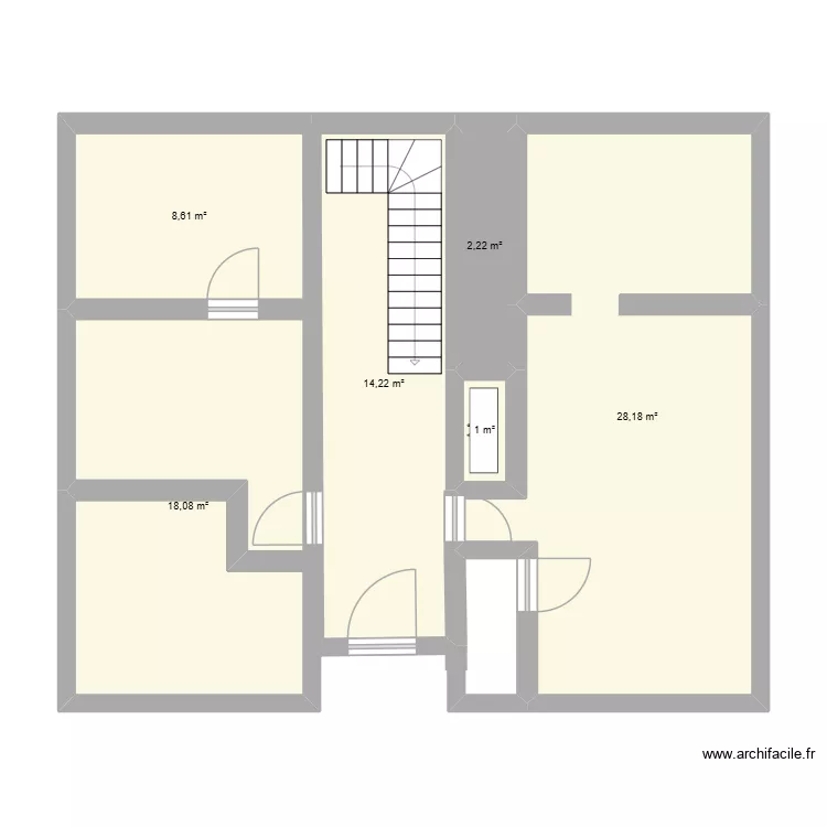 RdC de la maison. Plan de 6  et 72 m²