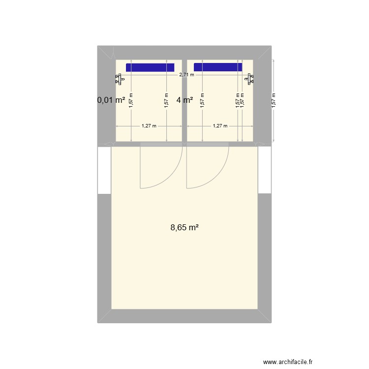 SNCF LONGUEAU. Plan de 3 pièces et 13 m2
