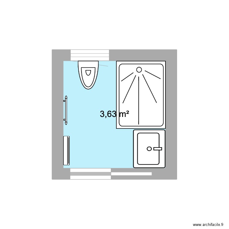sba. Plan de 1 pièce et 4 m2