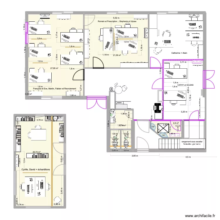 PROJET 7A- BUREAUX/WC/DEGAGEMENTS RDC. Plan de 7 et 84 m² PROJET 7A- BUREAUX/WC/DEGAGEMENTS RDC. Plan de 7 et 84 m²