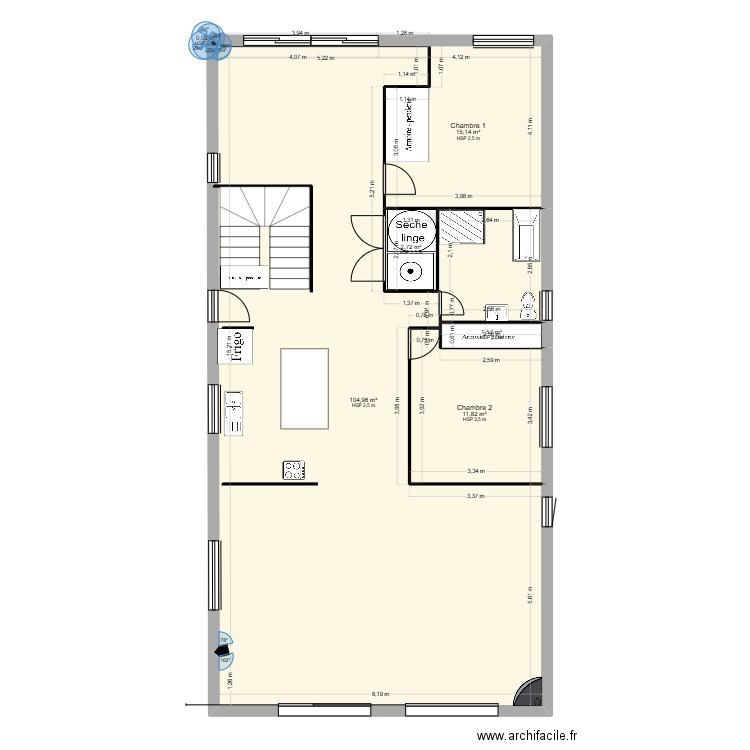 bi-génération 1er étage 2. Plan de 6 pièces et 136 m2