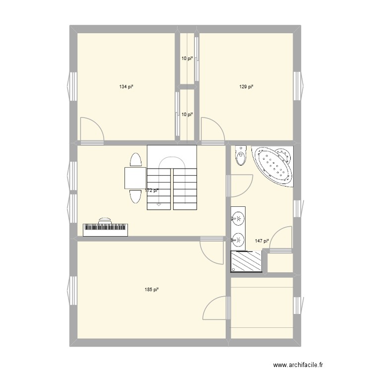FG39-B. Plan de 7 pièces et 73 m2