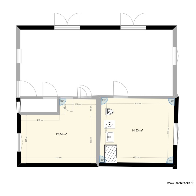 TSUNPAPY4. Plan de 2 pièces et 27 m2