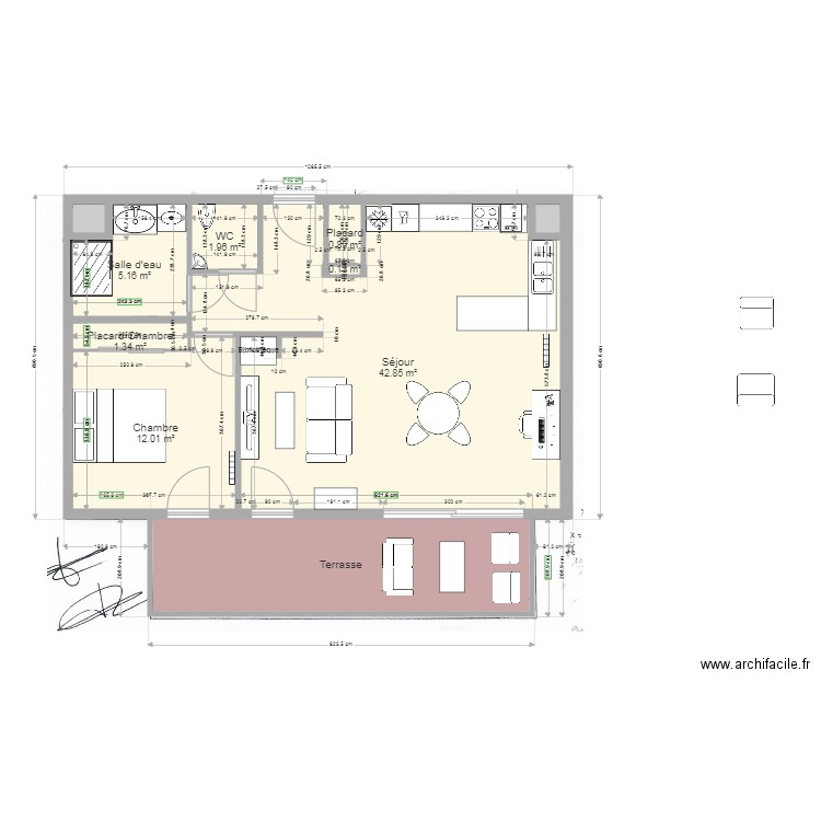 Appartement Concarneau. Plan de 10 pièces et 81 m2