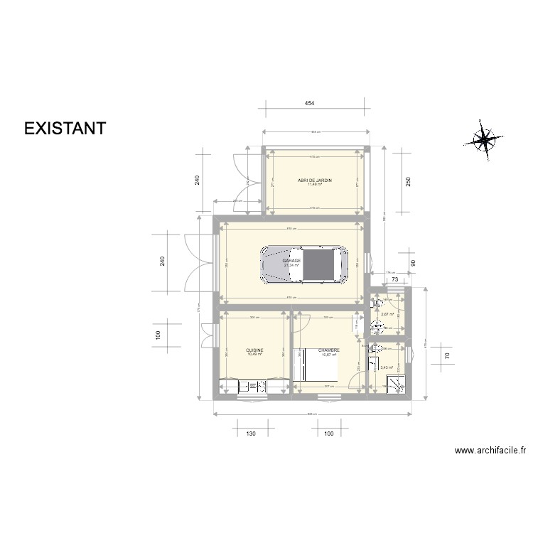 BIOT EXISTANT 3. Plan de 6 pièces et 60 m2