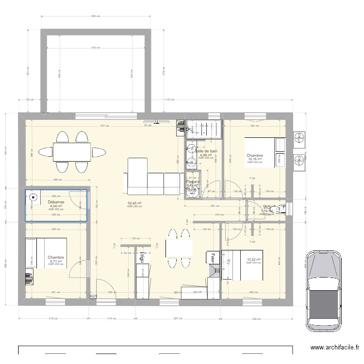 Primevere 23/10 meuble haut cuisine. Plan de 8 pièces et 94 m2