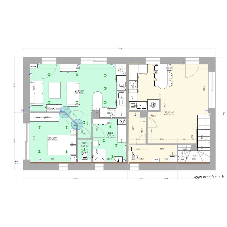 Cotations RDC Projet 10. Plan de 6 pièces et 81 m2