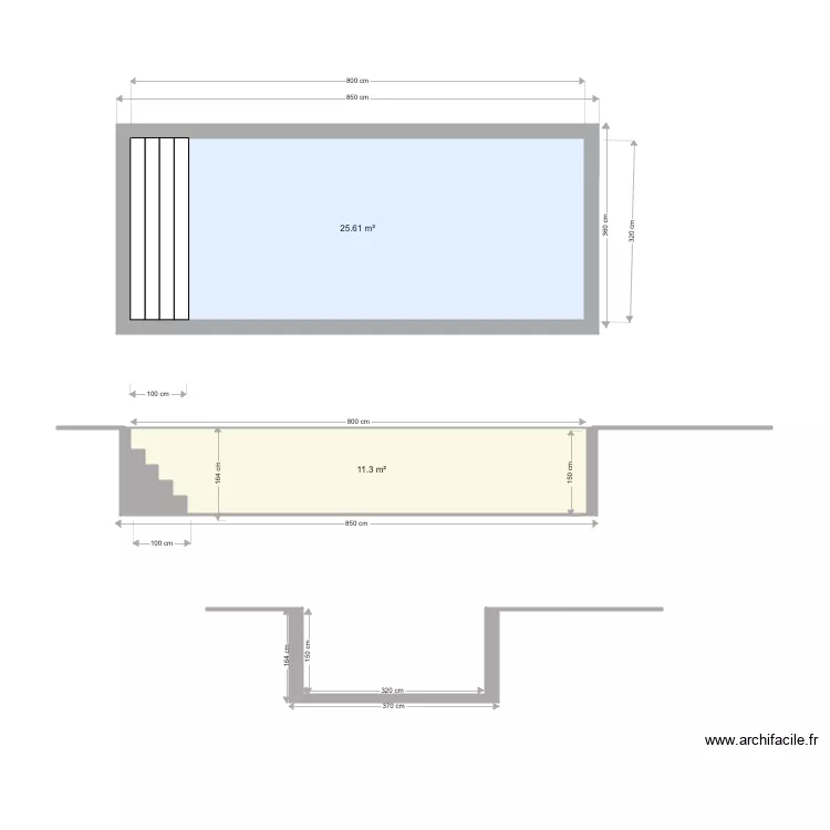 Piscine plan en coupe. Plan de 