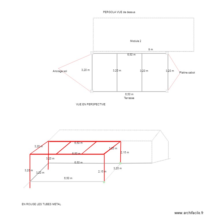 Pergola. Plan de 0 pièce et 0 m2