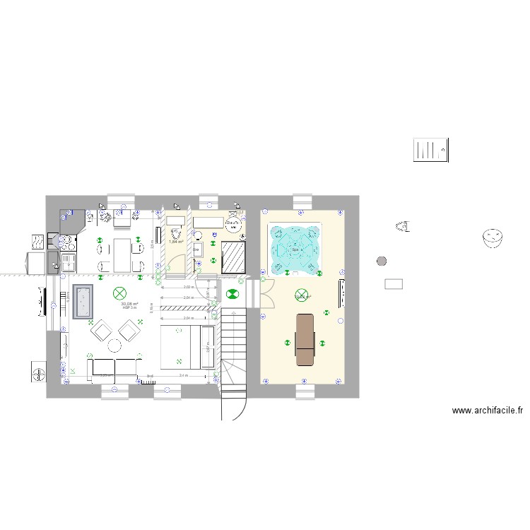 etage. Plan de 4 pièces et -1968 m2