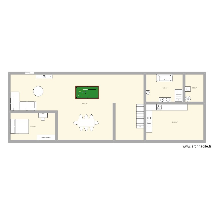 Maison RDC2. Plan de 5 pièces et 142 m2