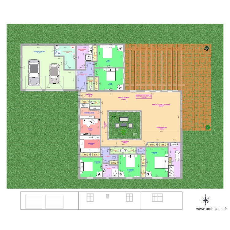 Pour melina 2. Plan de 33 pièces et 303 m2