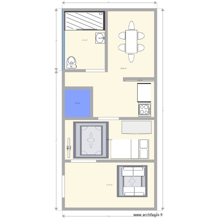 home grandparents Plan 6 pièces 171 m2 dessiné par Gustavo Rico