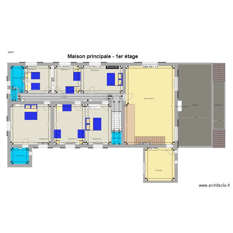 La plaine  Premier étage Installation V1. Plan de 17 pièces et 265 m2