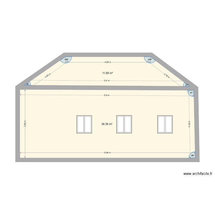 Façade 2 arrière 2. Plan de 0 pièce et 0 m2