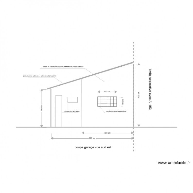 plan de coupe garage sud est. Plan de 0 pièce et 0 m2