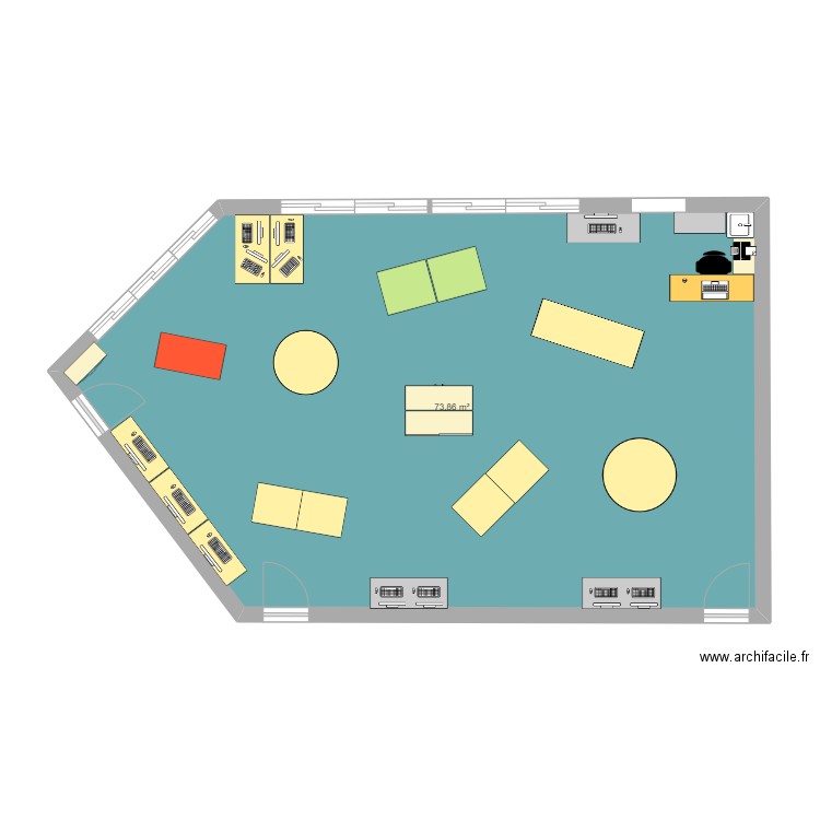 projet classe. Plan de 1 pièce et 74 m2