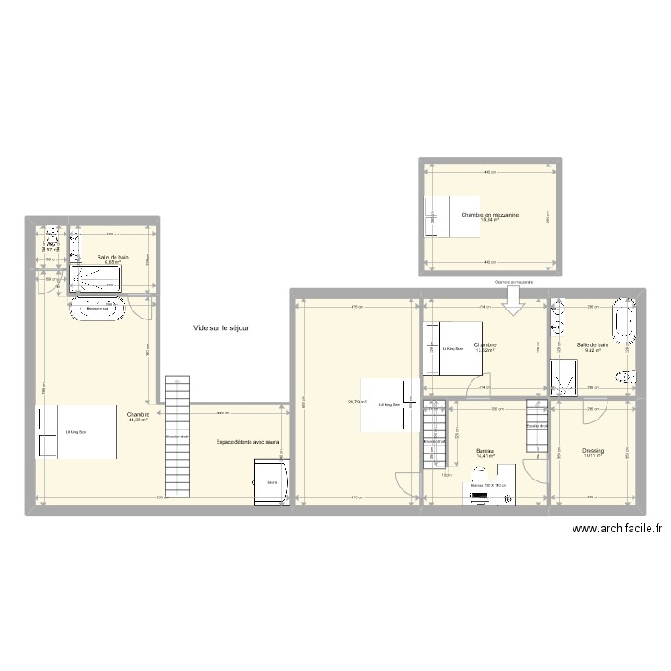 Plan étage . Plan de 9 pièces et 145 m2