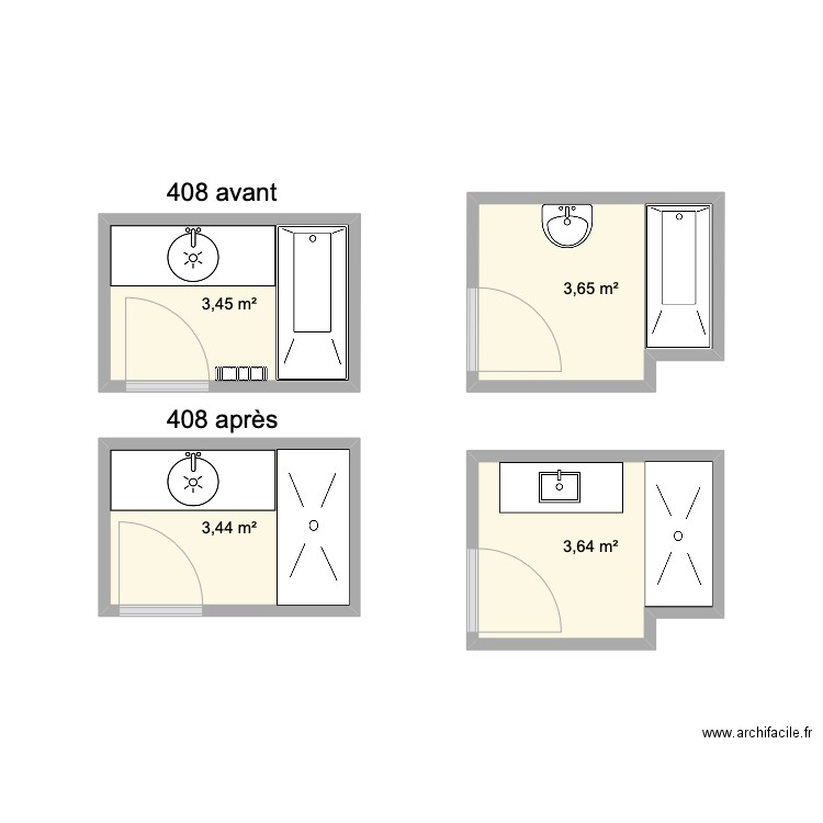 France. Plan de 4 pièces et 14 m2