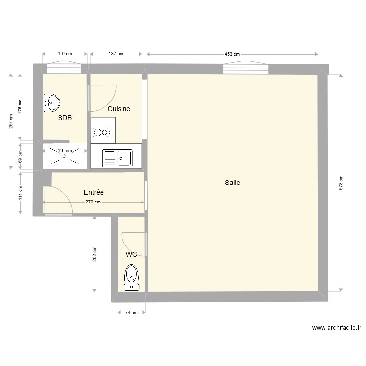 Lorient Calvin V21. Plan de 5 pièces et 37 m2