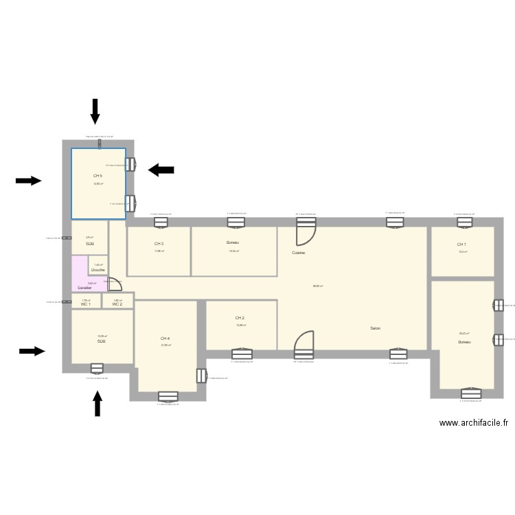 Plan GSCHWEND. Plan de 14 pièces et 233 m2