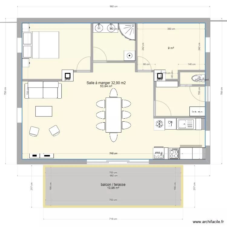 rochail 2 chambres. Plan de 