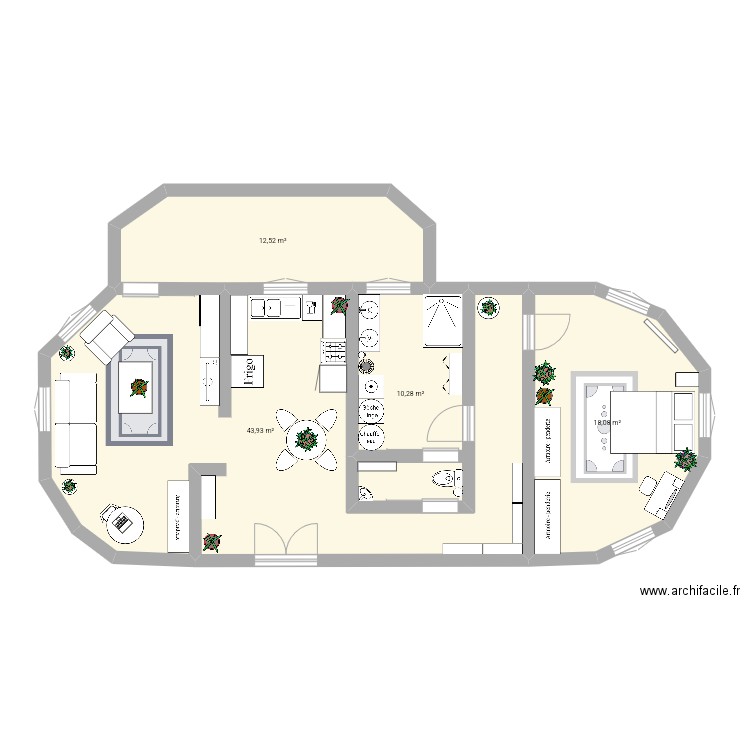 Num2. Plan de 4 pièces et 85 m2