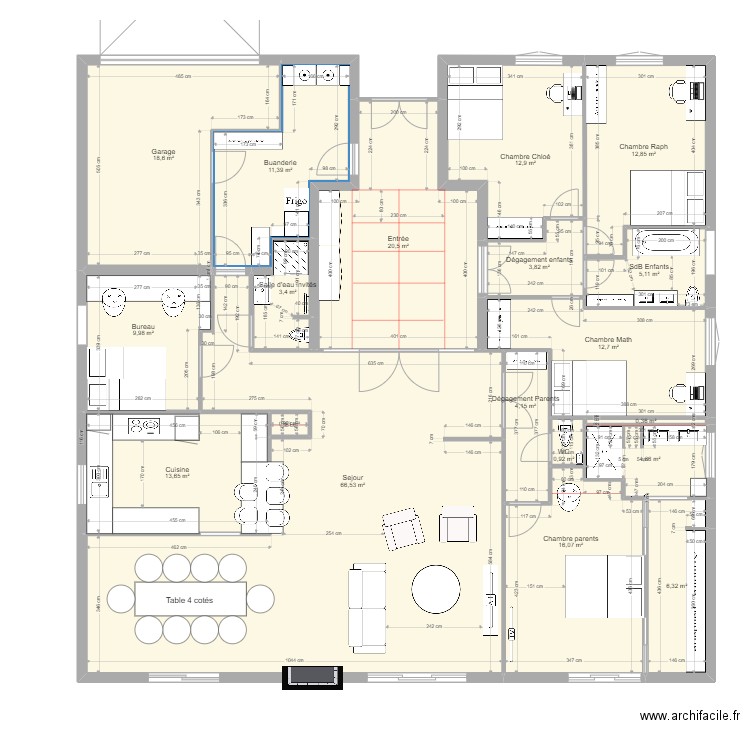 10 sq des Tilleuls OK le 14 sept . Plan de 19 pièces et 225 m2