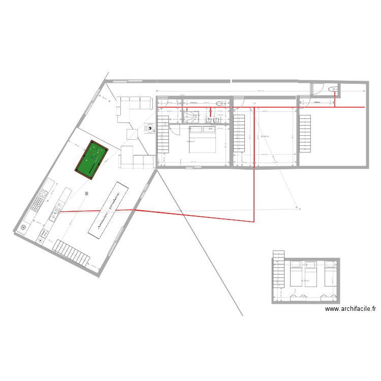 habitation 1. Plan de 7 pièces et 62 m2