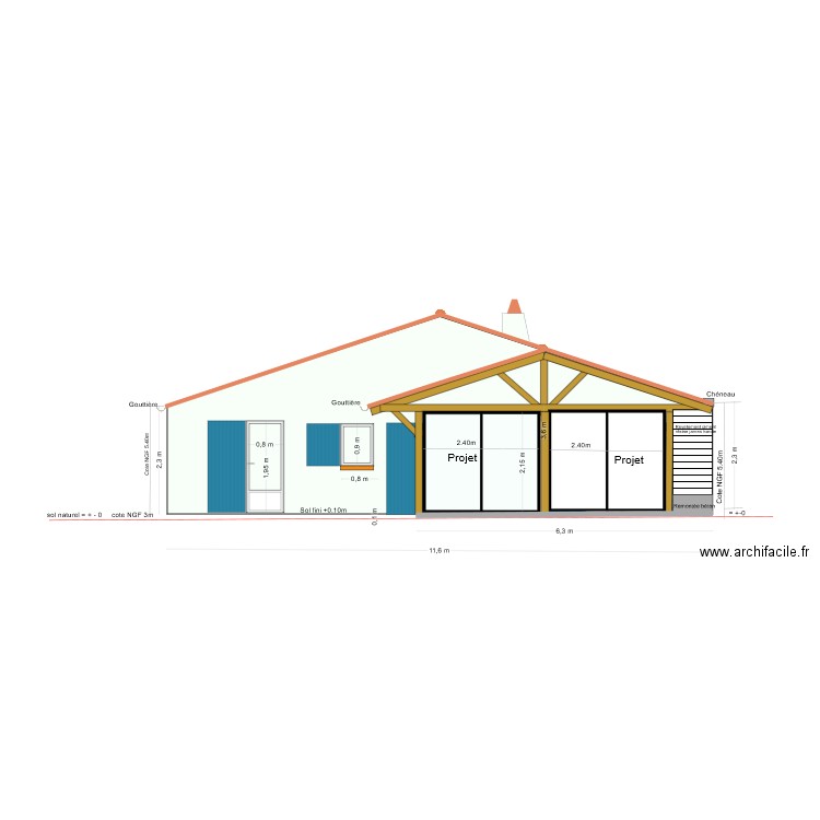 Pignon NORD Projet 2. Plan de 0 pièce et 0 m2