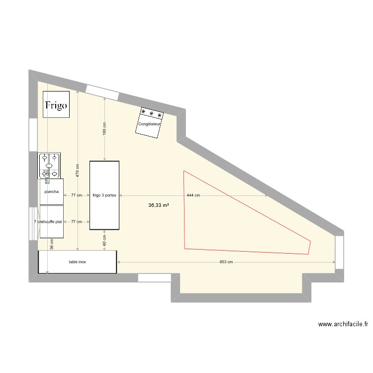 pressoir. Plan de 1 pièce et 36 m2