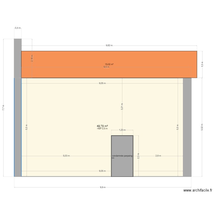 facade sud maison 2APP. Plan de 1 pièce et 50 m2