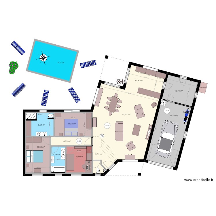 JPM 060322. Plan de 8 pièces et 210 m2